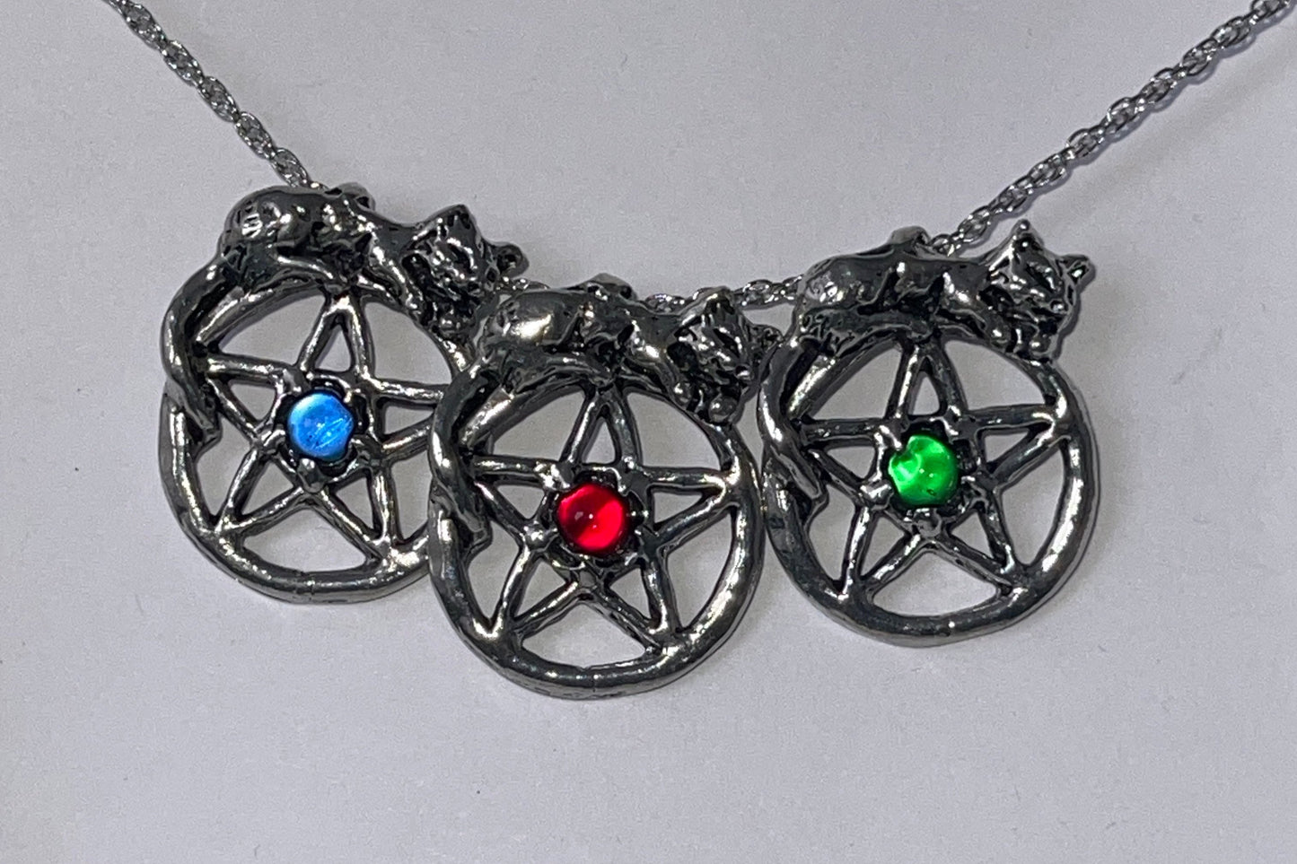 Cat Pentacle Pewter Pendant